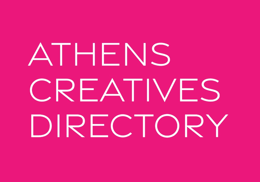 Athens Creatives Directory text on pink background